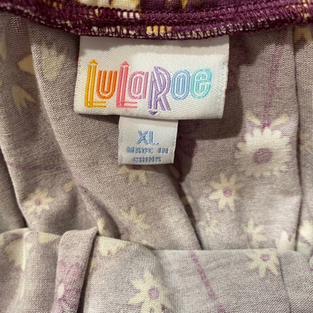 LuLaRoe Madison Pleated Skirt‎ With Pockets Purple Floral Print Size XL. - Picture 4 of 5